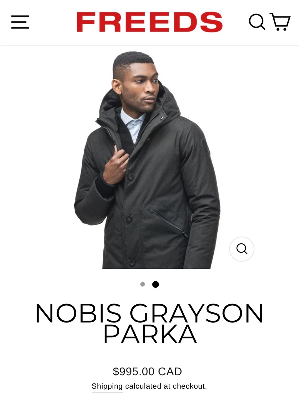 NOBIS GRAYSON PARKA grey men’s size small EUC